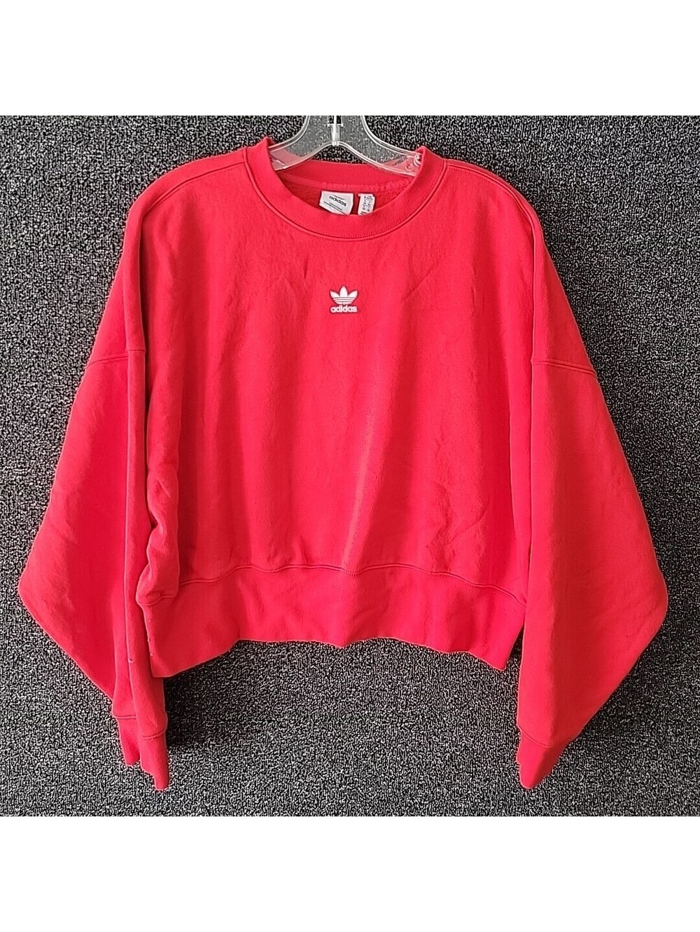 Adidas Sweater Cropped Women's Size XS Bright Red Center Logo Y2k Style